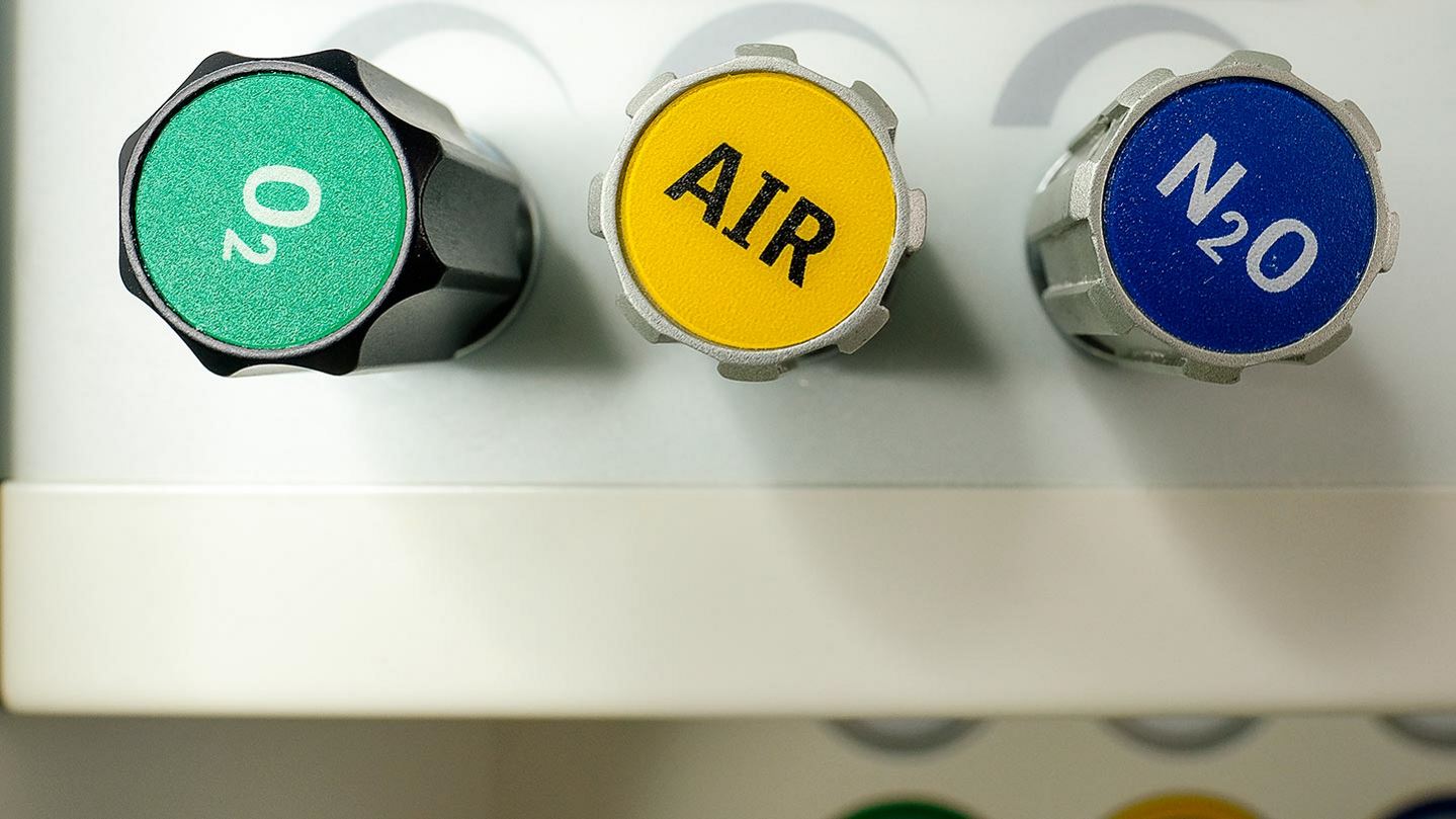 Gaseous gauges of anesthetic machine in the operation room